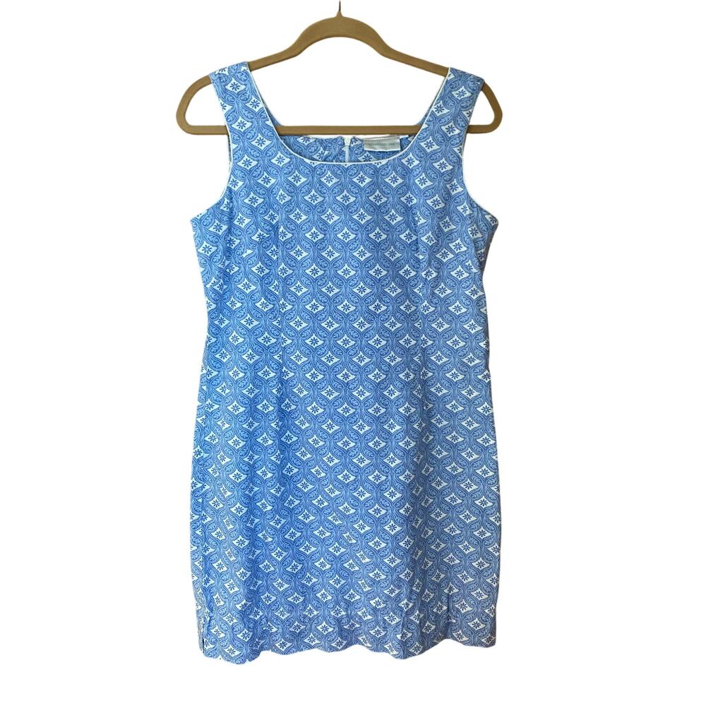 Needham Lane 100% cotton blue and white paisley sleeveless shift dress size 8
